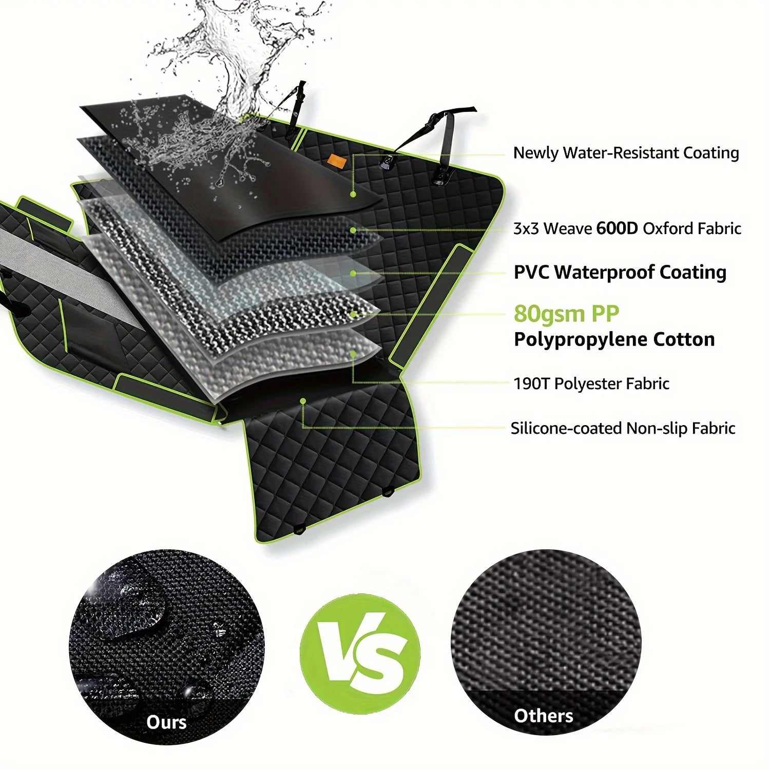 Overseas in Stock 100% Waterproof Non-Slip 6-in-1 Dog Car Seat Cover Upgraded Oxford Protector for Car Back Seat Window Mesh