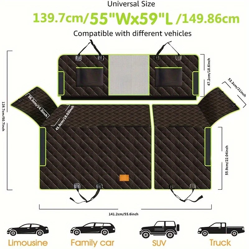 Overseas in Stock 100% Waterproof Non-Slip 6-in-1 Dog Car Seat Cover Upgraded Oxford Protector for Car Back Seat Window Mesh