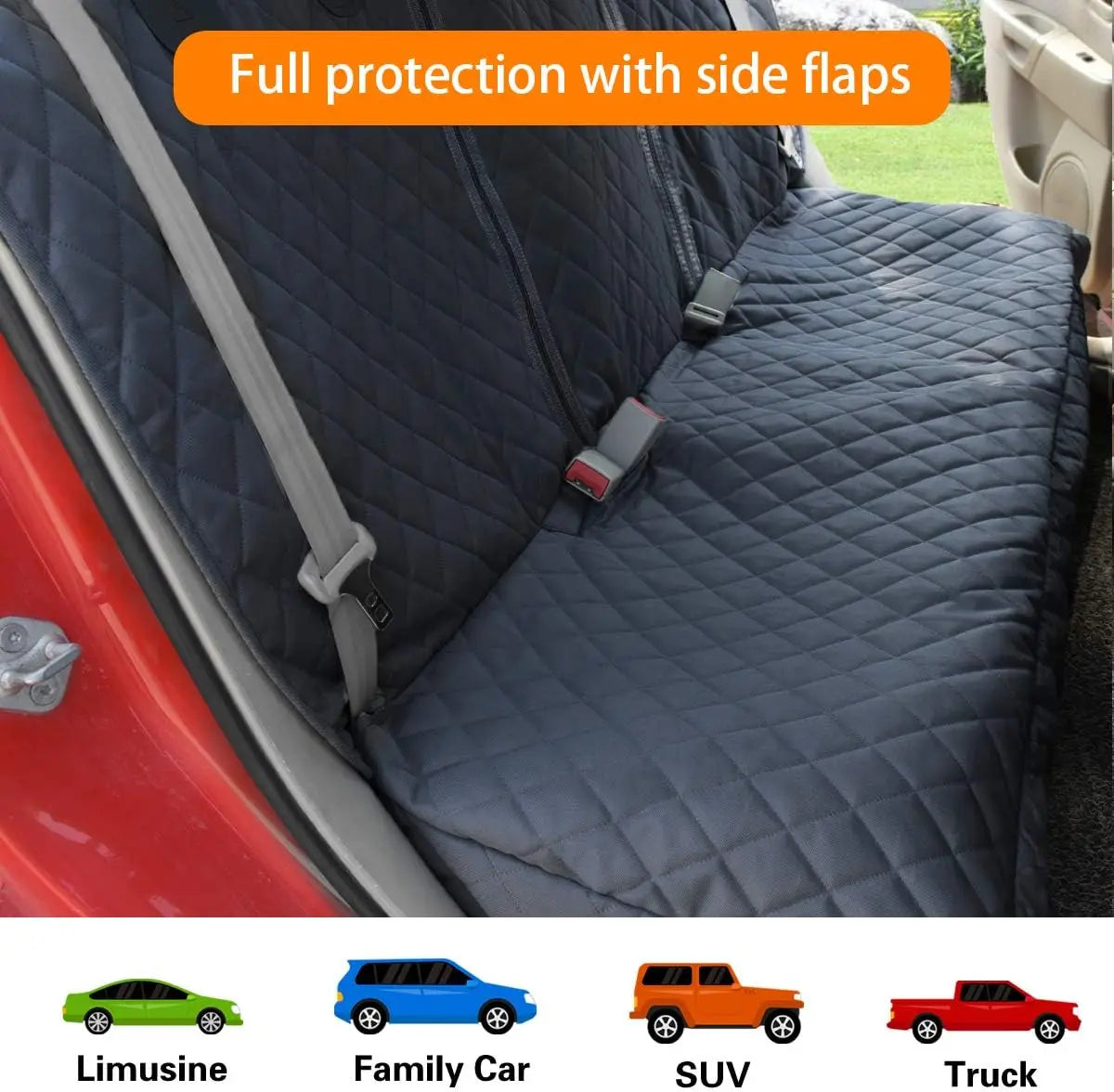 Dog Car Seat Covers, Dog seat Cover with Side Flap for Cars, Trucks, and Suv's - Waterproof & Nonslip Pet Seat Cover