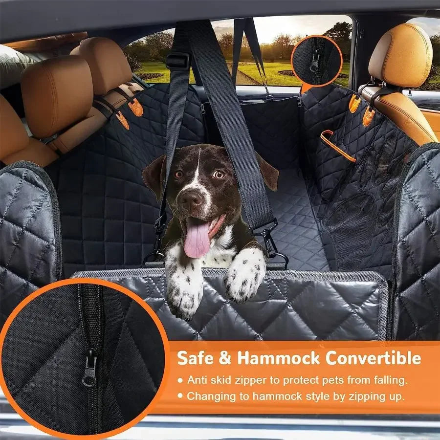 Dog Car Seat Cover for Back Seat 100% Waterproof Dog Car Hammock with Visual Mesh Window and Side Zipper Car Seat Protect