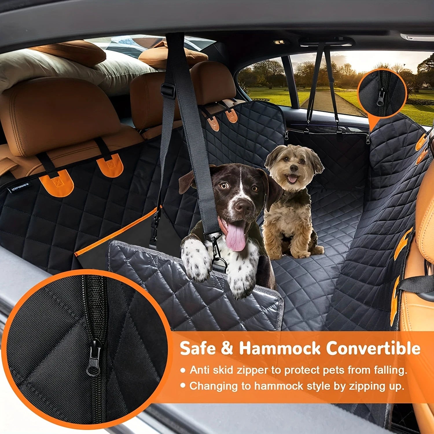 Dog Car Seat Cover for Pets Seat Cover Hammock 600D Heavy Duty Scratch Proof Nonslip Durable Soft Back Seat Covers for Cars