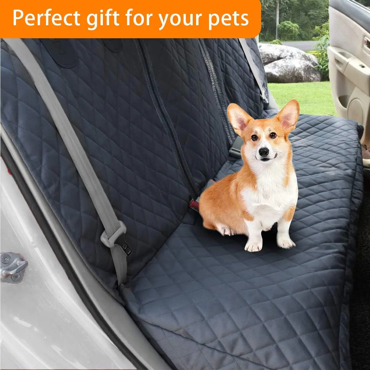Dog Car Seat Covers, Dog seat Cover with Side Flap for Cars, Trucks, and Suv's - Waterproof & Nonslip Pet Seat Cover