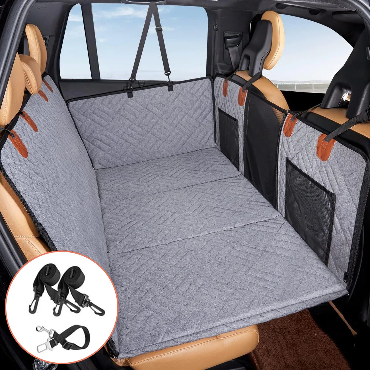 Winter Removable Car Seat Cover Back Seat Extension Dog Pad Waterproof Scratch Proof Nonslip Hammock Rear Seat Cushion for Pet